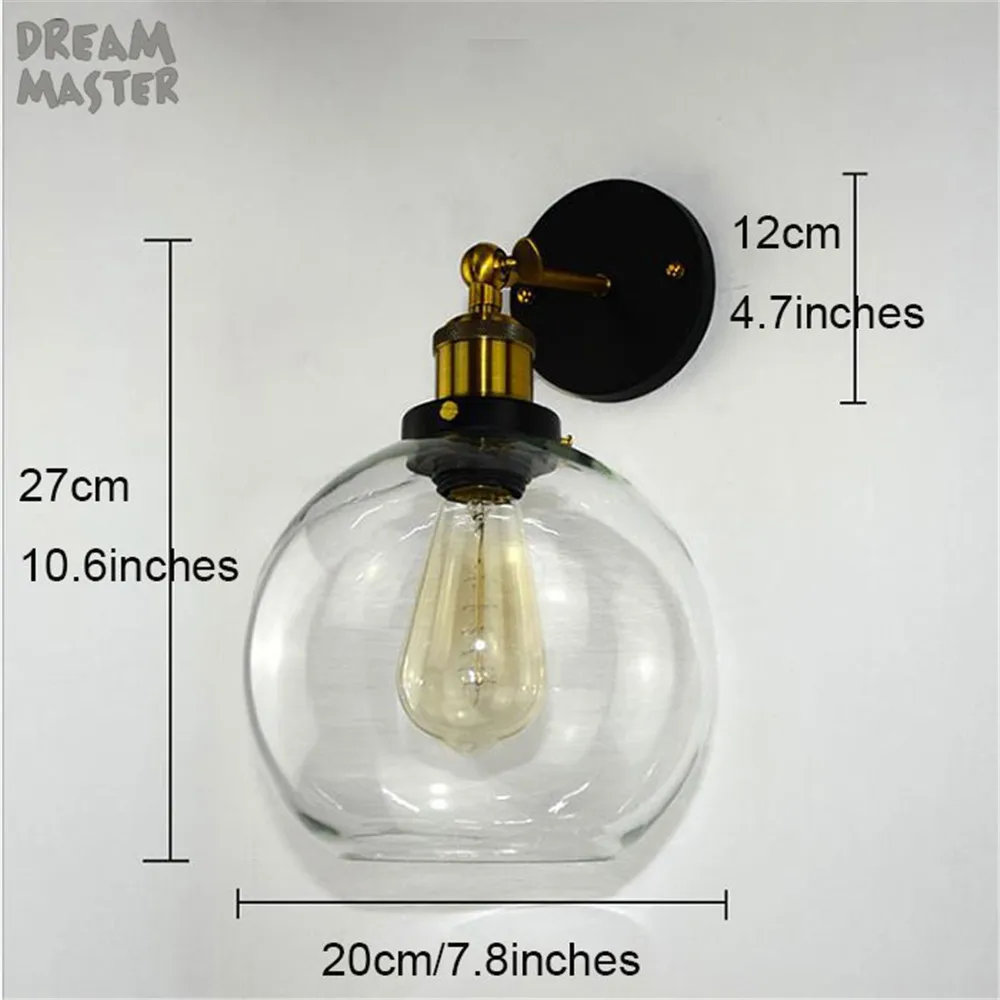 Loft Vintage Industrial Edison Wall Lamps Clear Glass Lampshade Antique Copper Wall Lights 110V 220V For Bedroom wall sconces
Loft Vintage Industrial Edison Wall Lamps Clear Glass Lampshade Antique Copper Wall Lights 110V 220V For Bedroom wall sconces