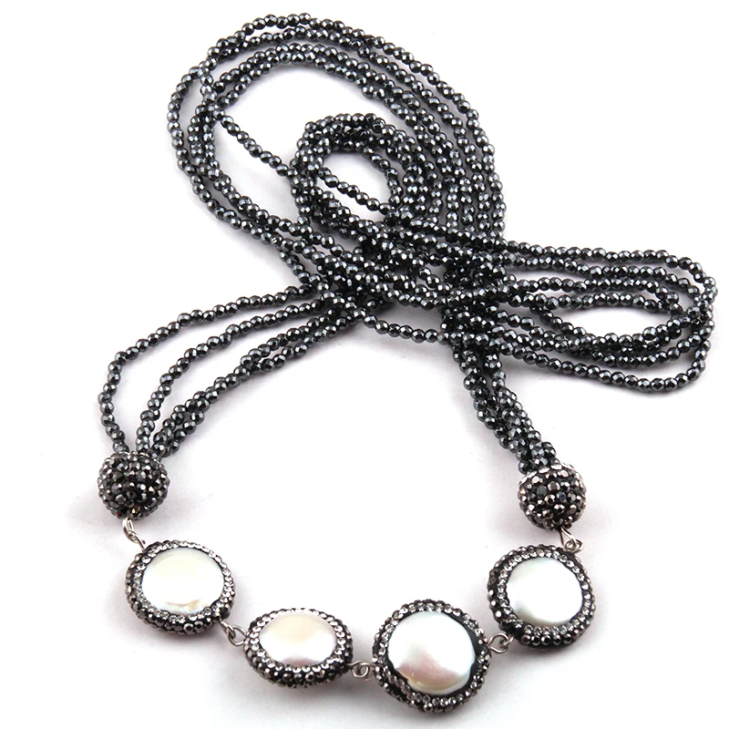 Fashion Bohemian Jewelry Mini Hematite Stone and 4 Handmake Paved Pearl Charm Necklace For Women Ethnic Necklace
Fashion Bohemian Jewelry Mini Hematite Stone and 4 Handmake Paved Pearl Charm Necklace For Women Ethnic Necklace
