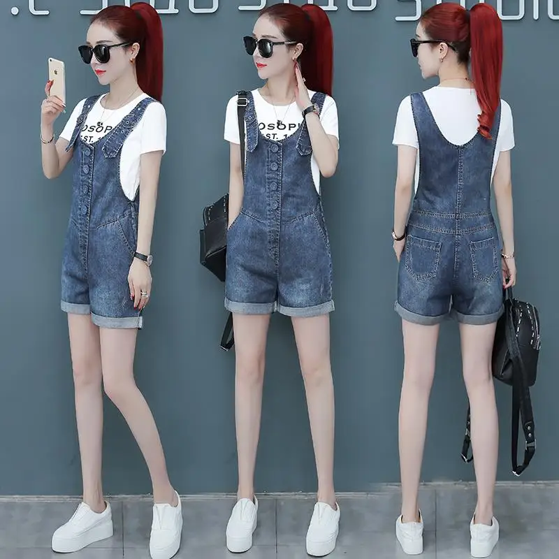 women clothing denim fabric rompers summer overalls playsuits suspenders shorts jeans | Женская одежда