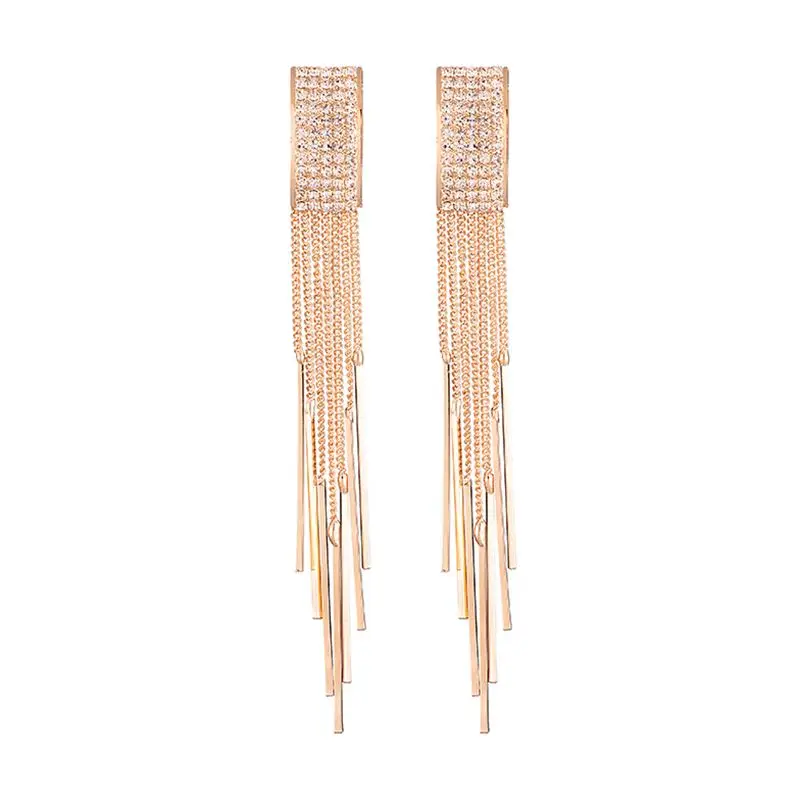 New Classic Jewelry Exaggerated Crystal Long Drop Earring Statement Tassel Chain Earrings Gift For Women
New Classic Jewelry Exaggerated Crystal Long Drop Earring Statement Tassel Chain Earrings Gift For Women