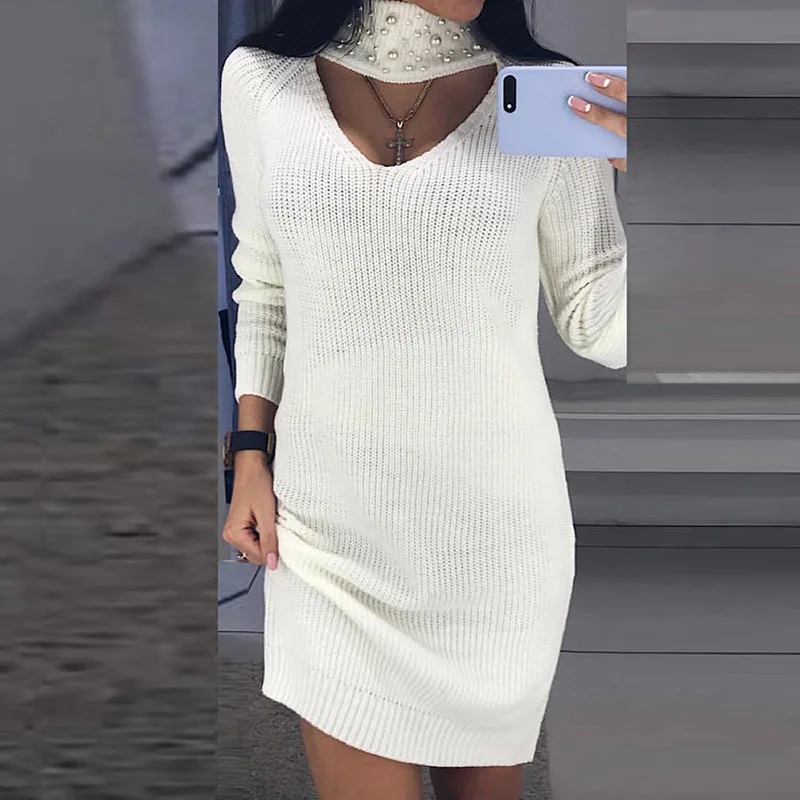 New Arrival 2019 Womens Long Sleeve Pearl Turtleneck Neckline Hollow Knitted Sweater Dress Top Ladies Sweaters 4 Colors Sale
New Arrival 2019 Womens Long Sleeve Pearl Turtleneck Neckline Hollow Knitted Sweater Dress Top Ladies Sweaters 4 Colors Sale