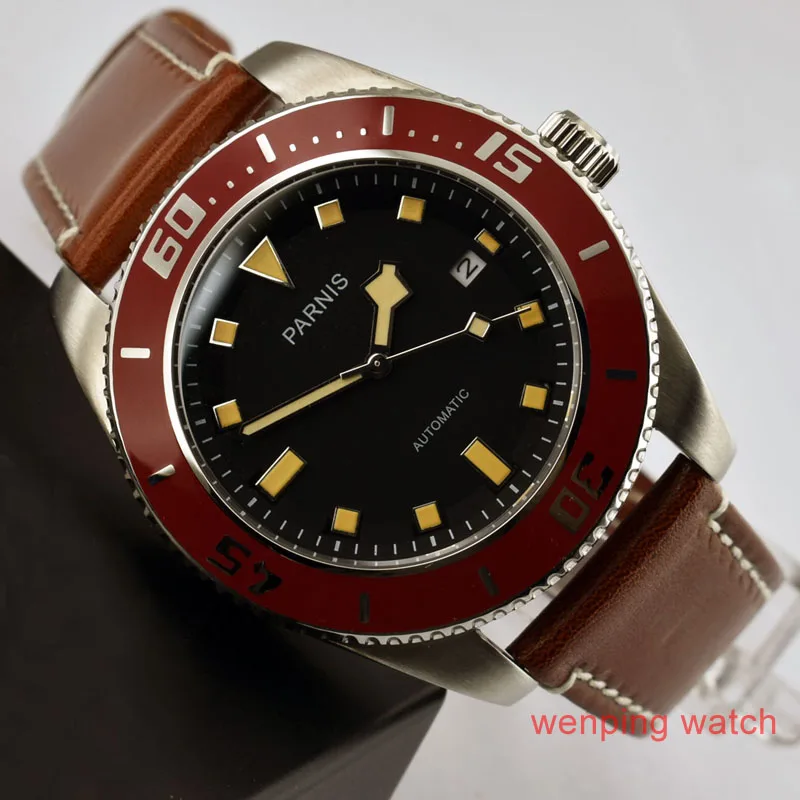 Parnis 43mm mechanical steel Black dial automatic sapphire glass Mens Red Bezel Watch E1231
Parnis 43mm mechanical steel Black dial automatic sapphire glass Mens Red Bezel Watch E1231