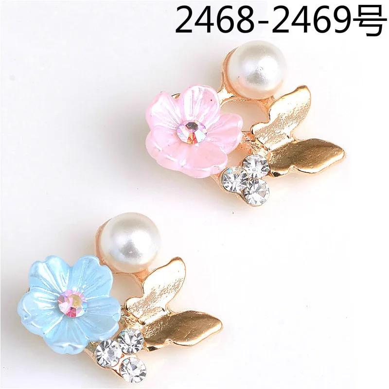 50PCS 13*14mm Alloy Material Gold Tone Imitation Pearl Resin Flower Butterfly Charm for Earring DIY Jewelry Accessory Findings | Украшения