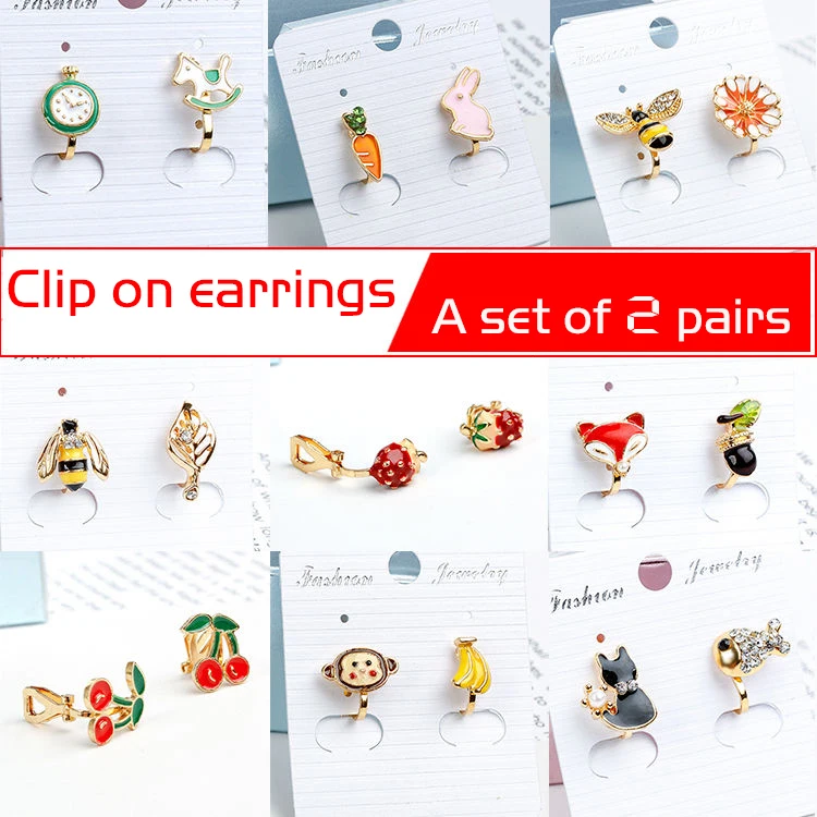 A Set of 2 Pairs Korea Style Animal Insect No Hole Earring Simple Charms Clip on Earrings for Children Students Jewelry Gifts
A Set of 2 Pairs Korea Style Animal Insect No Hole Earring Simple Charms Clip on Earrings for Children Students Jewelry Gifts