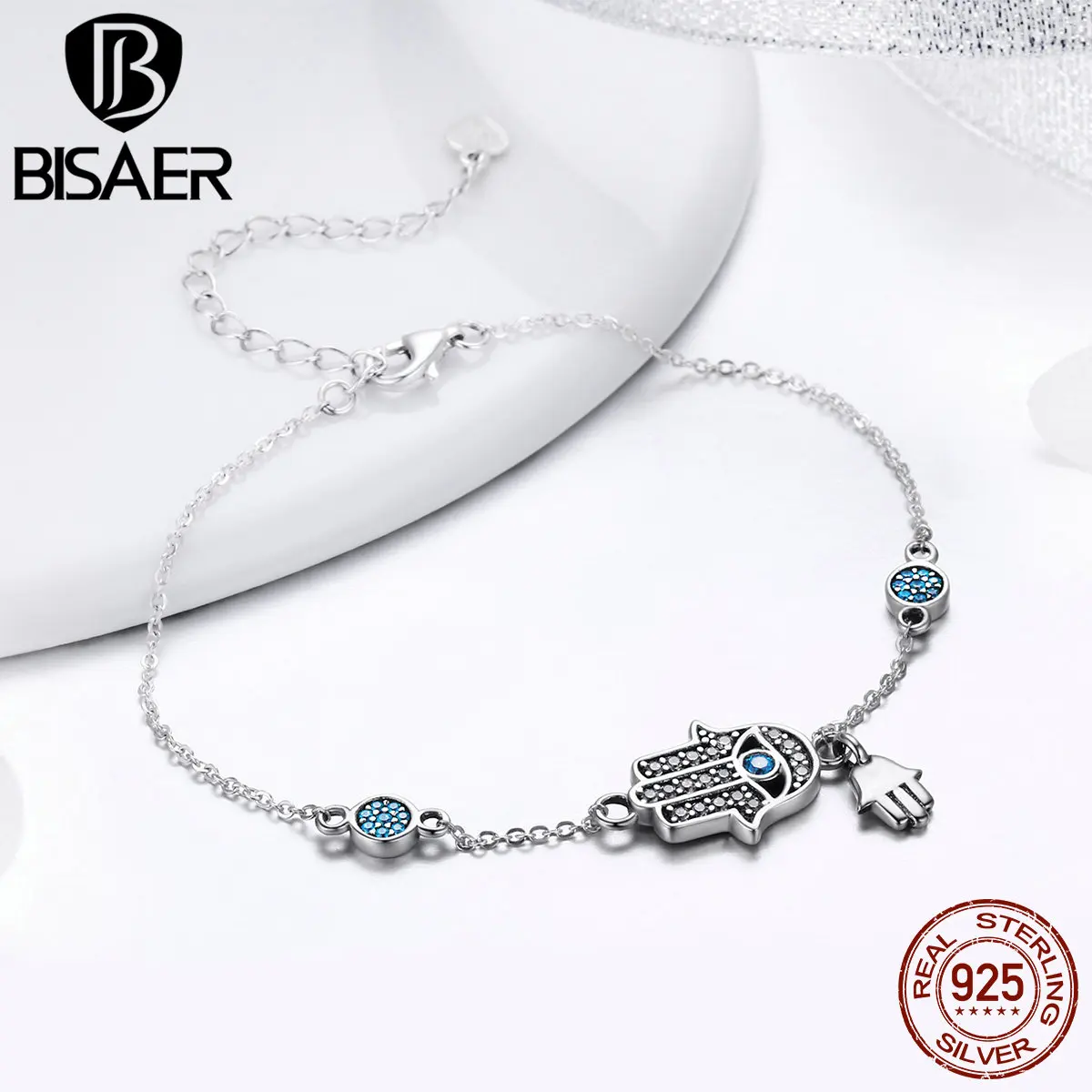 BISAER Hot Sale 925 Sterling Silver Lucky Fatima Hand Guardian Hamsa Hand Shape Women Silver Bracelets Silver Jewelry ECB079
BISAER Hot Sale 925 Sterling Silver Lucky Fatima Hand Guardian Hamsa Hand Shape Women Silver Bracelets Silver Jewelry ECB079