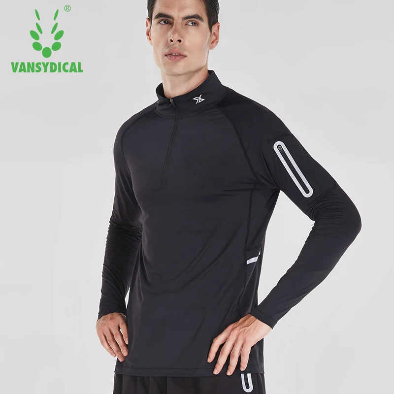 Vansydical Мужская спортивная куртка с длинным рукавом трико для бега рубашка