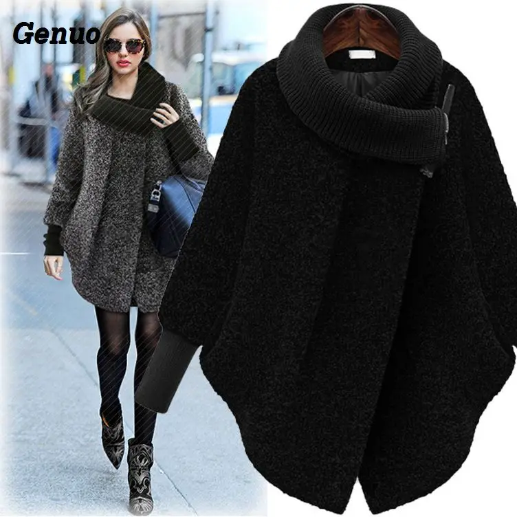 Gary Bat Sleeved Woolen Coat Scarf Collar Jackets Women Winter Fashion Outerwear Thicker Loose Coat With Zipper Mujer Casual New
Gary Bat Sleeved Woolen Coat Scarf Collar Jackets Women Winter Fashion Outerwear Thicker Loose Coat With Zipper Mujer Casual New