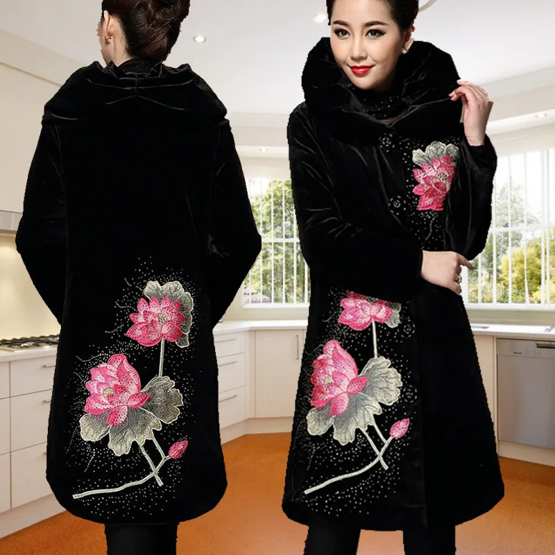 Plus Size 5XL 2019 Winter Jacket Women Coat velvet thicken embroidery women's autumn cotton padded outerwear overcoat long
Plus Size 5XL 2019 Winter Jacket Women Coat velvet thicken embroidery women's autumn cotton padded outerwear overcoat long