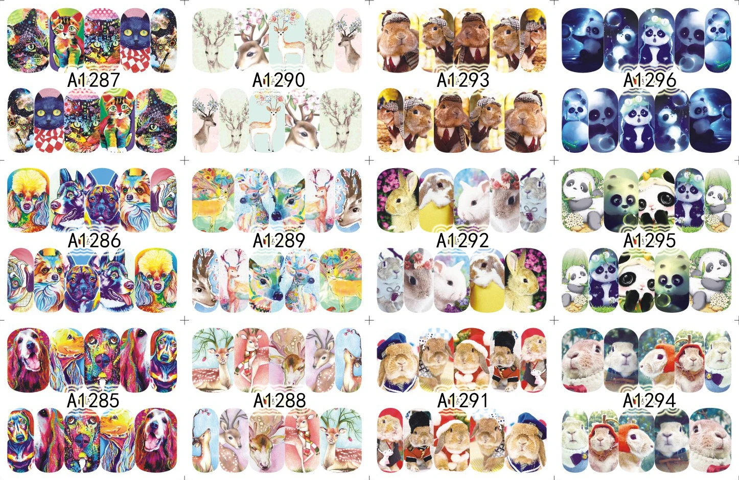 12 Sheets/Lot Nail A1285-1296 Cute Animal Deer Panda Full Cover Nail Art Water Sticker Decal For Nail Water (12 DESIGNS IN 1)
12 Sheets/Lot Nail A1285-1296 Cute Animal Deer Panda Full Cover Nail Art Water Sticker Decal For Nail Water (12 DESIGNS IN 1)