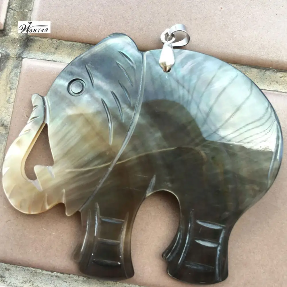 

Free Shipping Beautiful jewelry Mother of pearl Shell Elephant Women Men Pendant bead PC7846