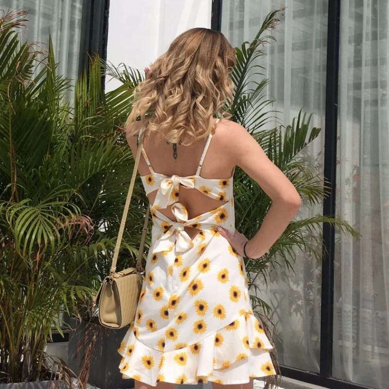 2019 summer new printed sling holiday dress sexy backless tiered ruffled chiffon beach Dress BONJEAN
2019 summer new printed sling holiday dress sexy backless tiered ruffled chiffon beach Dress BONJEAN