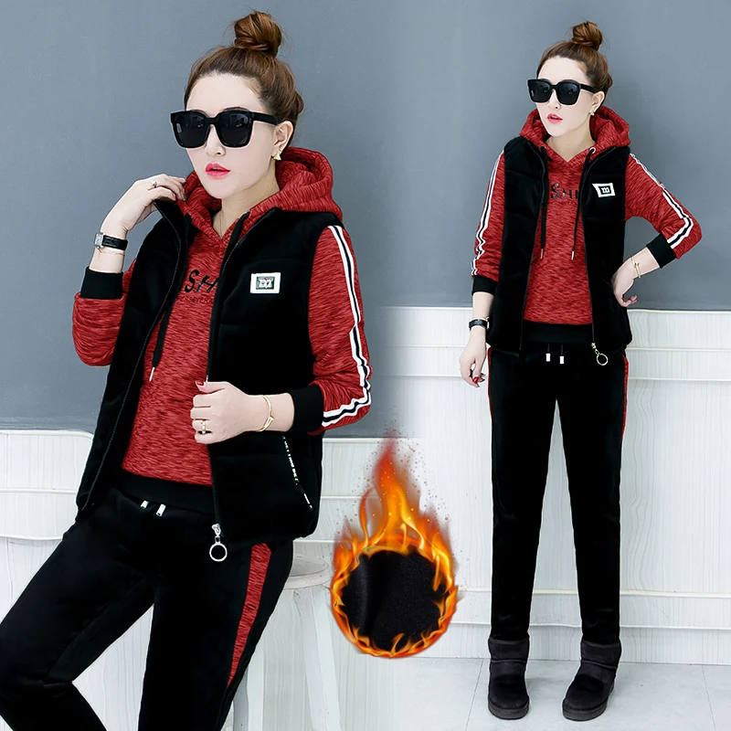Female suit outfit new velvet thickening three-piece clothing set lady leisure fleece casual suits women in winter clothes M-3XL
Female suit outfit new velvet thickening three-piece clothing set lady leisure fleece casual suits women in winter clothes M-3XL
