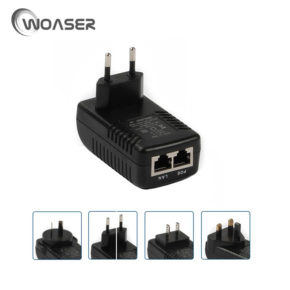 Woaser 48 В 0.5a видеонаблюдения безопасности POE дюбеля Инжектор PoE Ethernet-адаптер IP