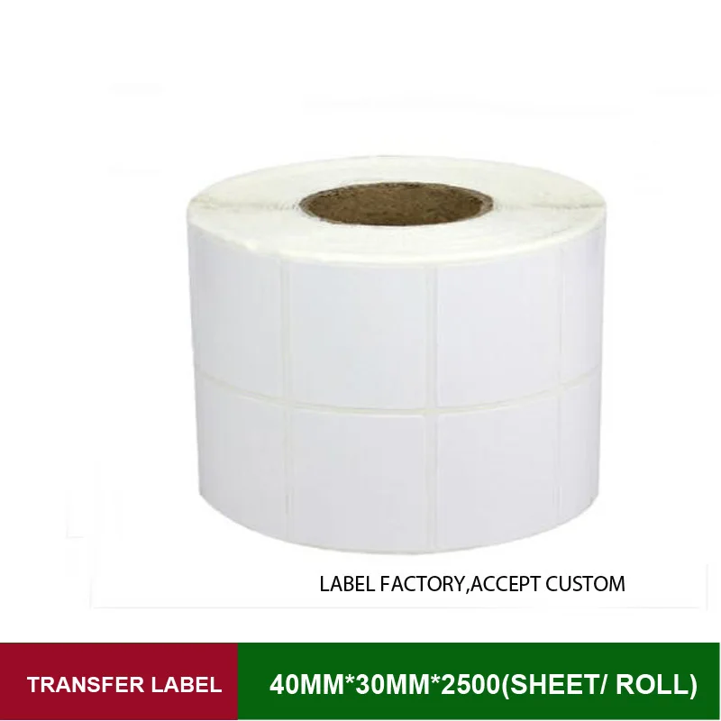 2500 sheets thermal transfer sticker labels 40*30mm paper rolls printed barcode for outside package mark and sticker sealing box
2500 sheets thermal transfer sticker labels 40*30mm paper rolls printed barcode for outside package mark and sticker sealing box