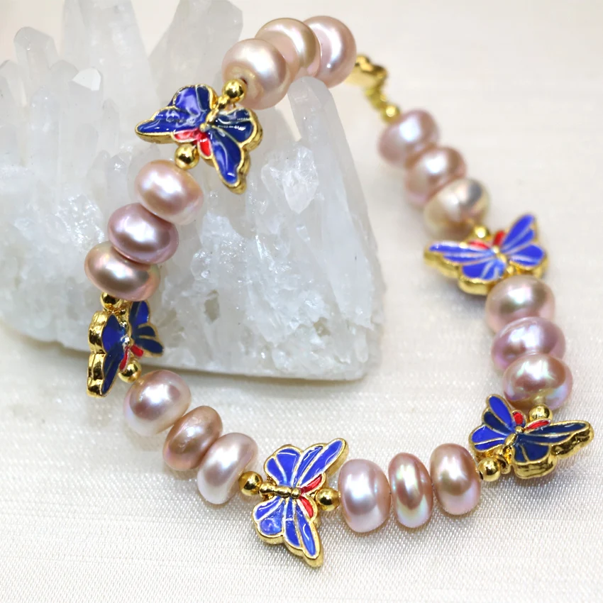 2 style natural 9-10mm purple freshwater pearl beads lapis lazuli bracelets & bangles butterfly cloisonne jewelry 7.5inch B2974
2 style natural 9-10mm purple freshwater pearl beads lapis lazuli bracelets & bangles butterfly cloisonne jewelry 7.5inch B2974