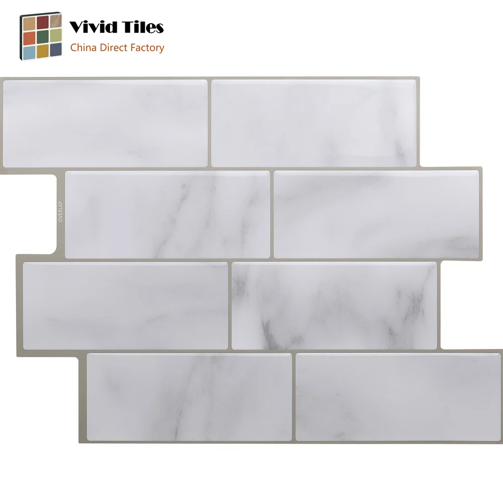 Vividtiles Self Adhesive Popular Resist to Heat and Humidity 3D Carrara White Peel and Stick Backsplash Wall Tiles - 1 Sheet
Vividtiles Self Adhesive Popular Resist to Heat and Humidity 3D Carrara White Peel and Stick Backsplash Wall Tiles - 1 Sheet