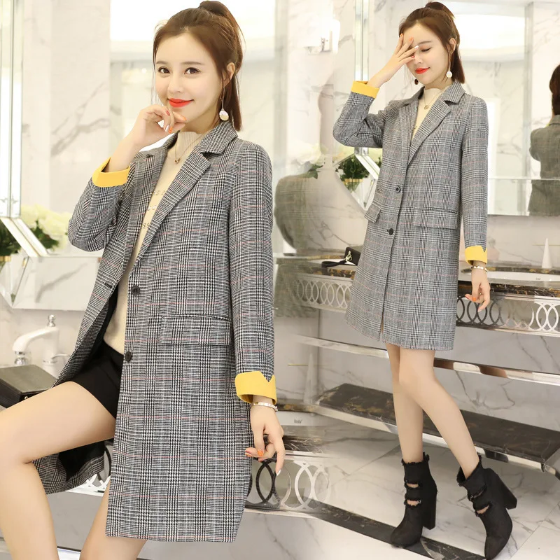 New Autumn Female Long section Casual Plaid Blazer Women Gray Suit Blazer Jacket Work Office Long Sleeve Business Suit Coat
New Autumn Female Long section Casual Plaid Blazer Women Gray Suit Blazer Jacket Work Office Long Sleeve Business Suit Coat