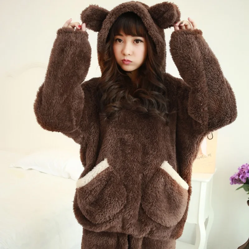 Autumn winter plus size flannel pajamas thick women sleepwear female coral fleece cartoon pajama sets bear with hat
Autumn winter plus size flannel pajamas thick women sleepwear female coral fleece cartoon pajama sets bear with hat
