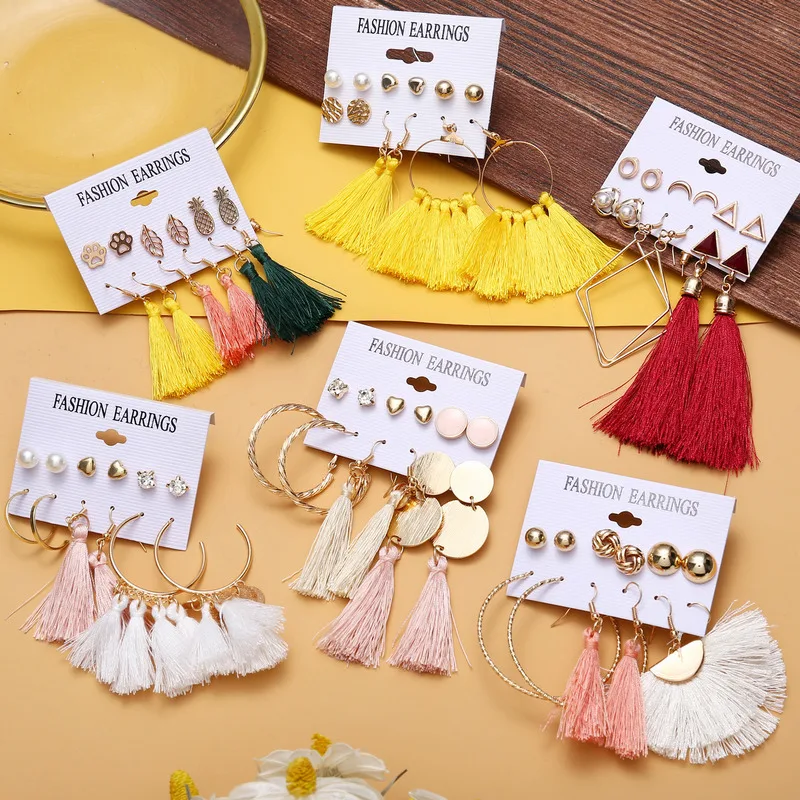 New Design Tassel Stud Earrings Set For Women Girl 2021 Bohemian Gold Flower Long Earring Female Fashion Wedding Jewelry
New Design Tassel Stud Earrings Set For Women Girl 2021 Bohemian Gold Flower Long Earring Female Fashion Wedding Jewelry