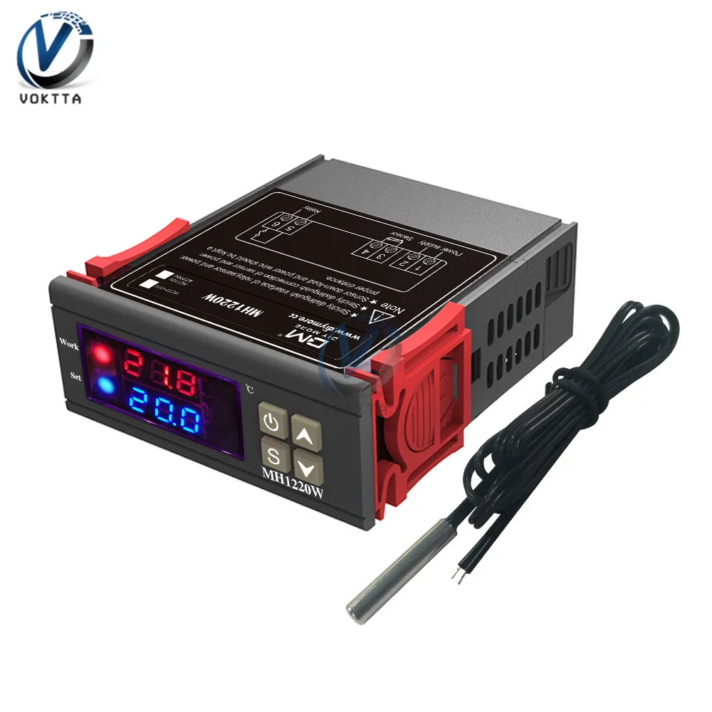 Цифровой термостат MH1220W AC 110-220V DC 12V-72V, регулятор температуры светодиодный ным светодиодным дисплеем, термометр с зондом Датчика NTC
Цифровой термостат MH1220W AC 110-220V DC 12V-72V, регулятор температуры светодиодный ным светодиодным дисплеем, термометр с зондом Датчика NTC
