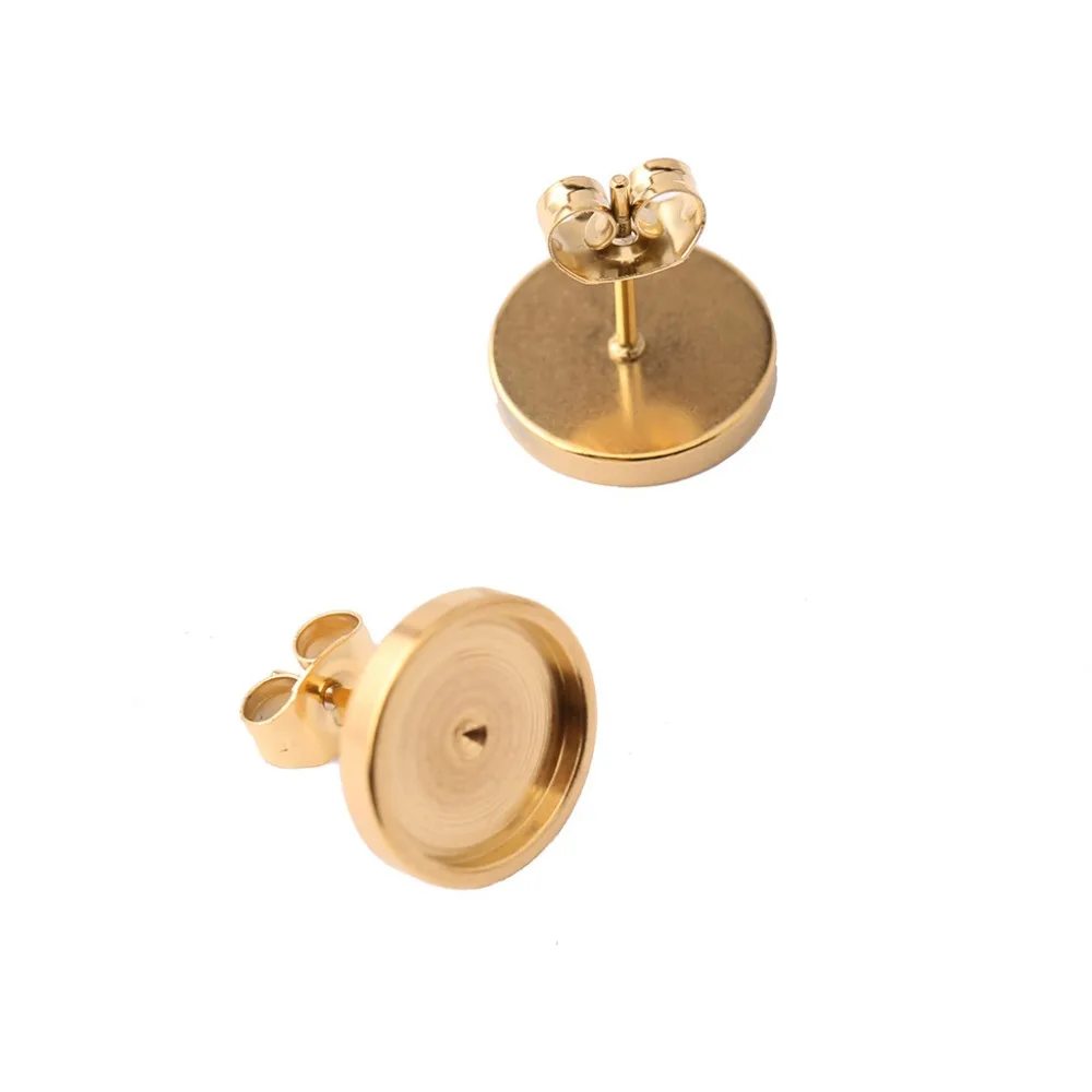 onwear 10pcs gold plated stainless steel 10mm blank cabochon earring base settings diy stud bezel settings for earrings making
onwear 10pcs gold plated stainless steel 10mm blank cabochon earring base settings diy stud bezel settings for earrings making