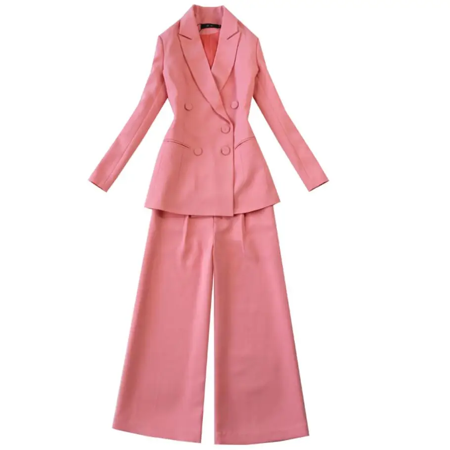 two piece sets women autumn new pink slim double-breasted long blazer+ ankle length high waist wide leg pants office lady
two piece sets women autumn new pink slim double-breasted long blazer+ ankle length high waist wide leg pants office lady