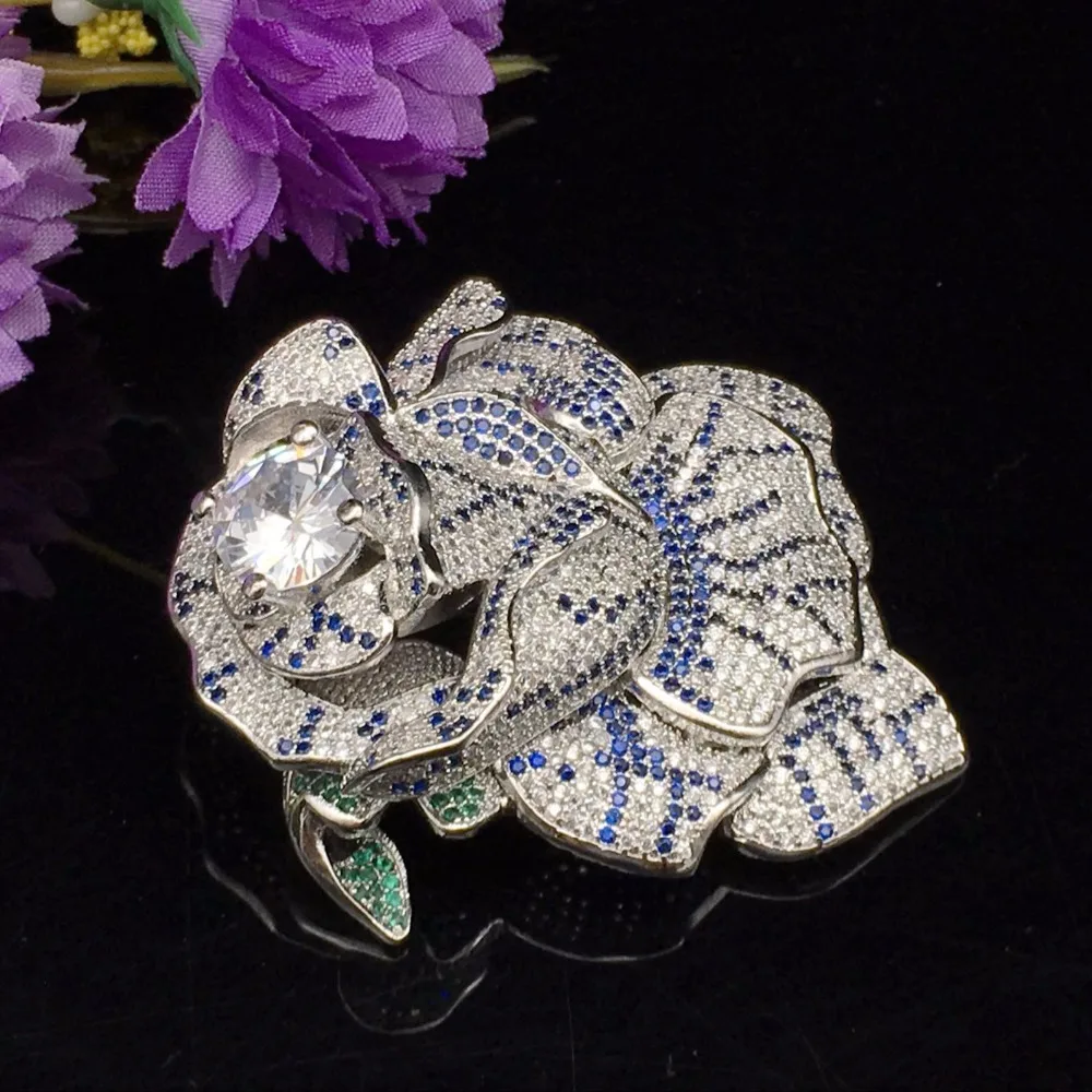 3 color blue zircon micro pave setting rose brooch wholesale free shipping thermal design is unique
3 color blue zircon micro pave setting rose brooch wholesale free shipping thermal design is unique