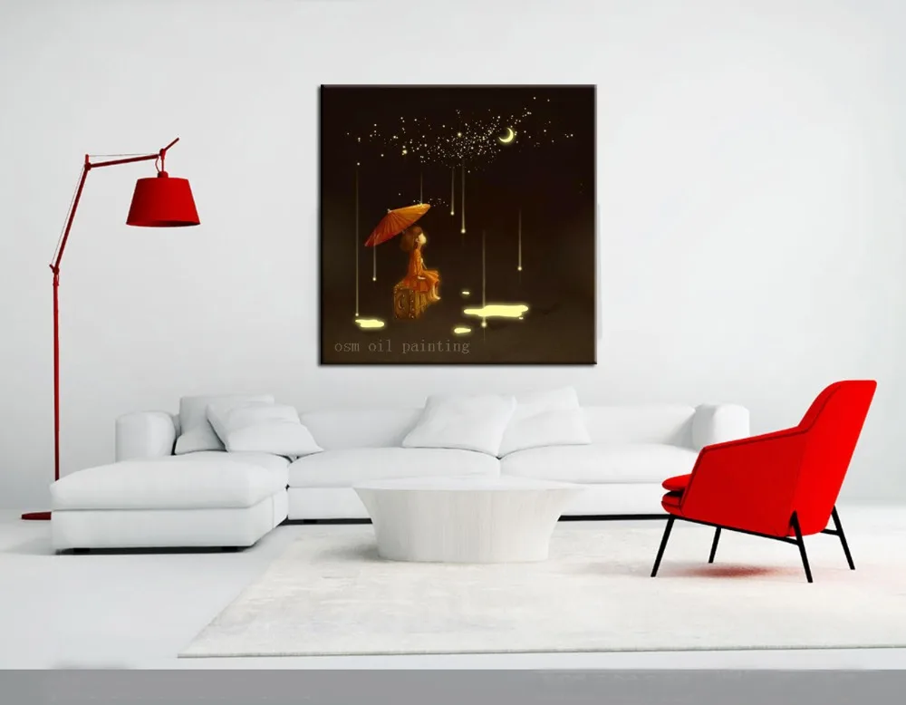 Handmade Calligraphy Christmas Gifts Canvas Painting Kid with Umbrella in Meteor Shower Day Wall Art Oil Painting for Kids Room
Handmade Calligraphy Christmas Gifts Canvas Painting Kid with Umbrella in Meteor Shower Day Wall Art Oil Painting for Kids Room