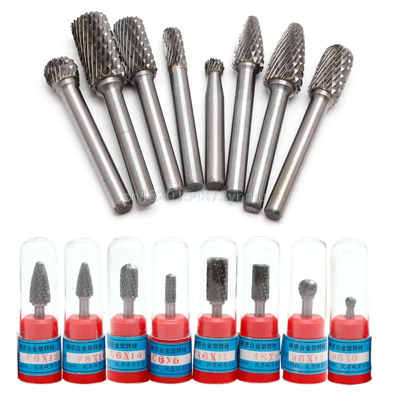 8Pcs 1/4" Tungsten Carbide Burr Bit 6mm Rotary Cutter Files CNC Engraving Tool #L057# new hot
8Pcs 1/4" Tungsten Carbide Burr Bit 6mm Rotary Cutter Files CNC Engraving Tool #L057# new hot