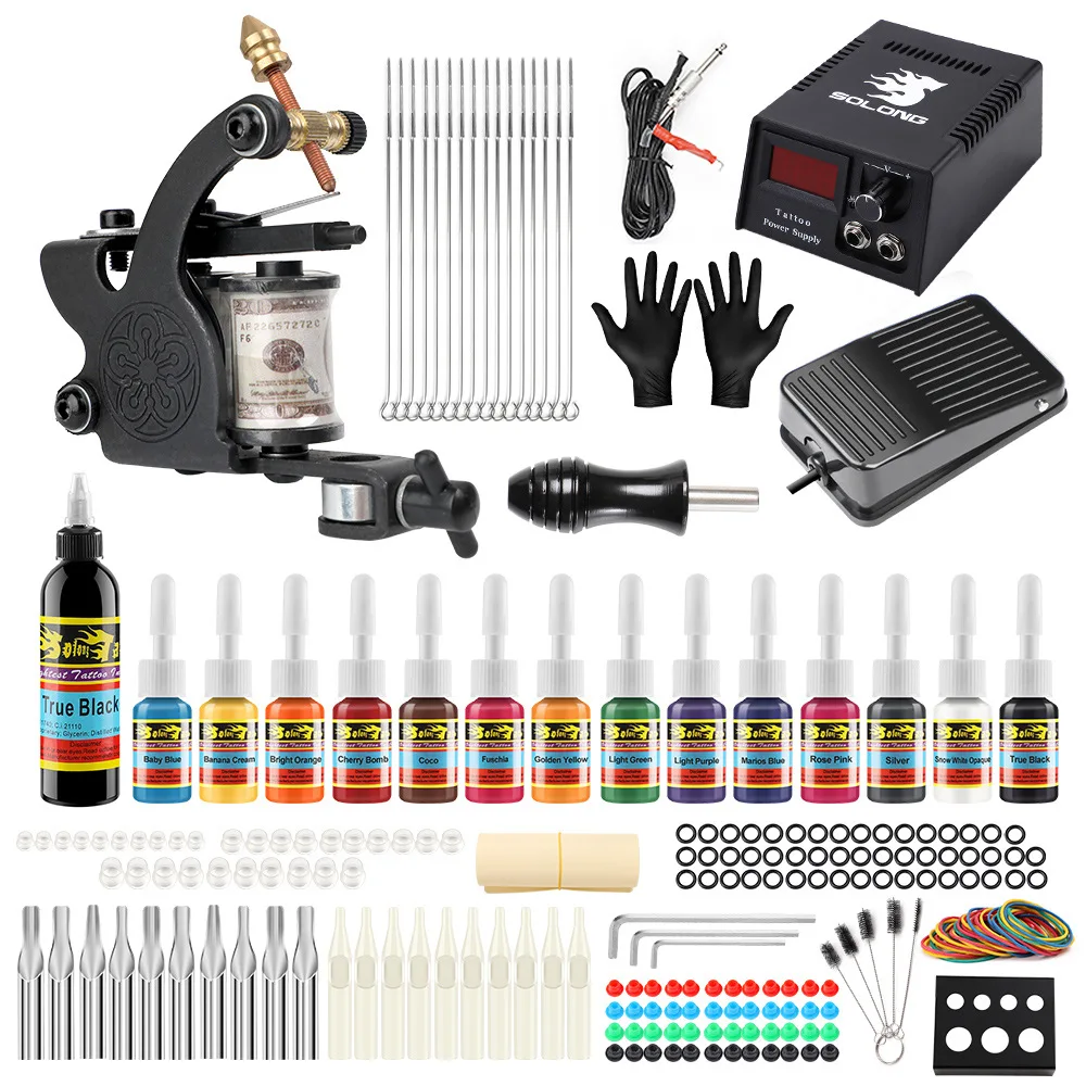 Complete Professional Tattoo Machine Kit Sets 1 Machines liner shader tattoo machine kit set Power Supply Needles Grip Tip Set
Complete Professional Tattoo Machine Kit Sets 1 Machines liner shader tattoo machine kit set Power Supply Needles Grip Tip Set