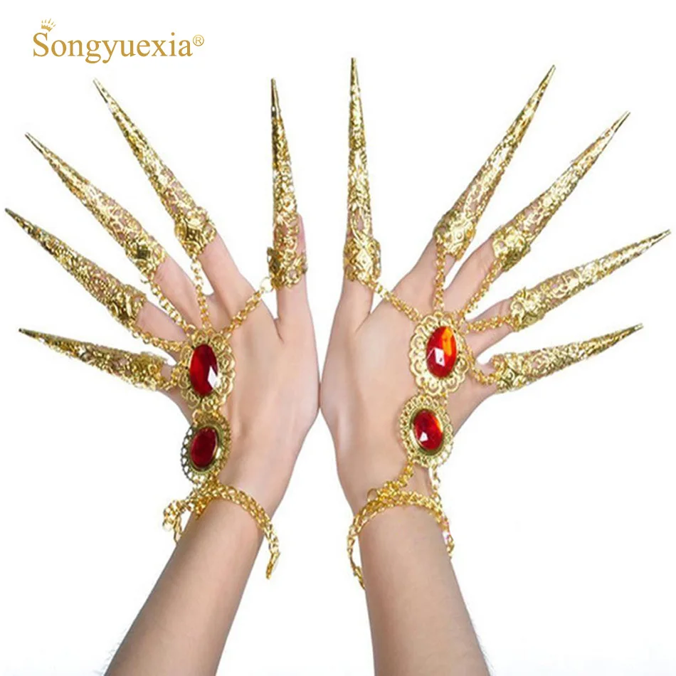 

retail and wholesale belly dance accessory Indian dance jewelry pavaner finger hand ring bracelet fm2252
