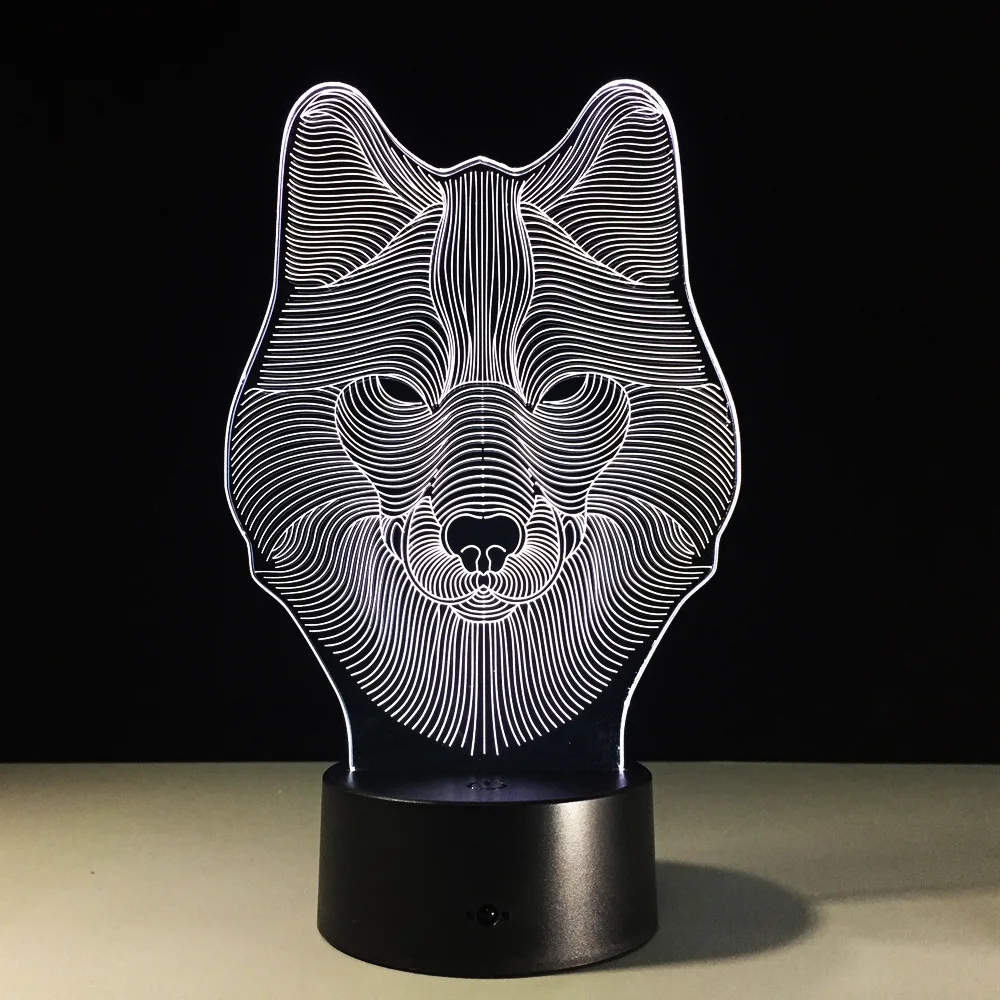 Wolf Head LED USB Night Light Illusion Atmosphere 3d Vision Table Lamp for Children Bedroom Decoration Novelty Gift
Wolf Head LED USB Night Light Illusion Atmosphere 3d Vision Table Lamp for Children Bedroom Decoration Novelty Gift