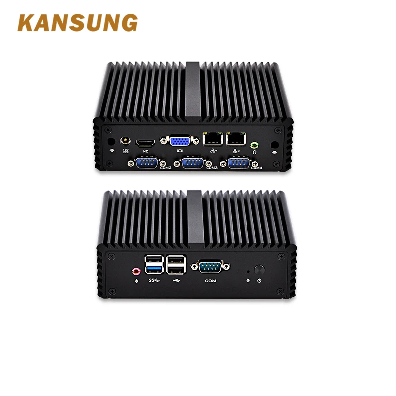Мини ПК KANSUNG Intel Celeron J1900 4 порта RS232 двойной гигабитный HTPC barebone Linux Windows 10 настольный