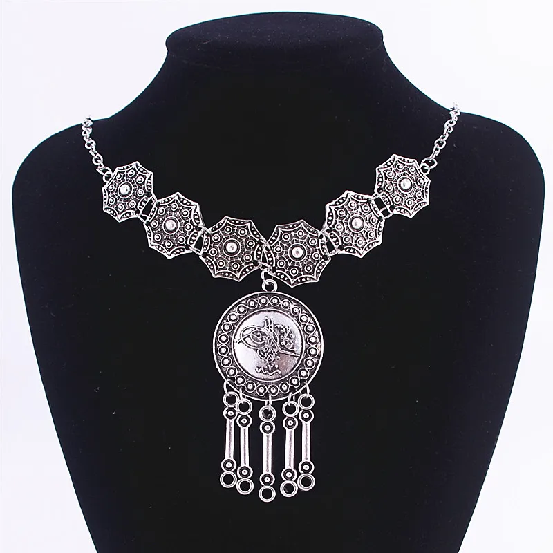 Женское этническое ожерелье с серебряной цепочкой в турецком стиле|tassel jewelry|necklace