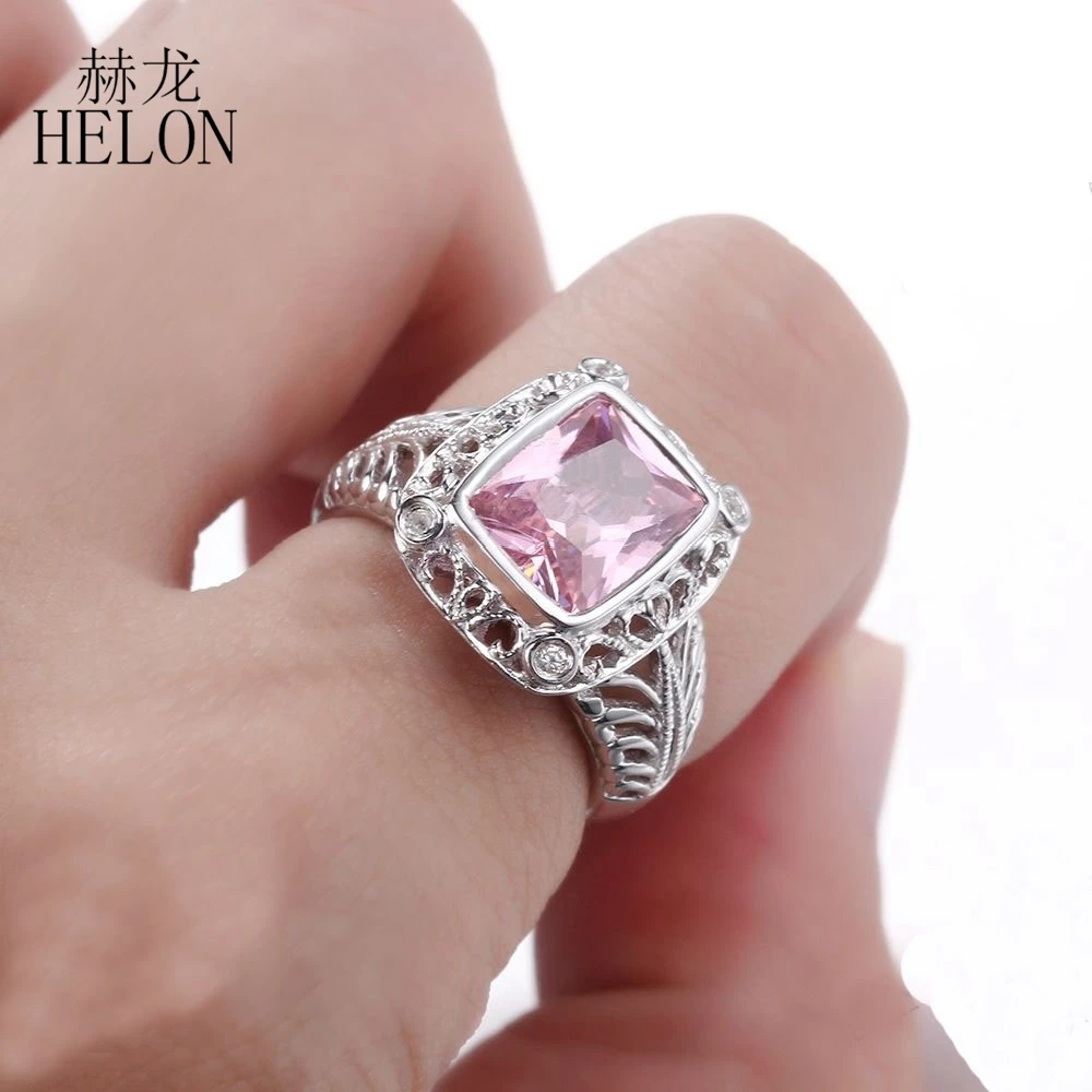 HELON Sterling Silver 925 Flawless Cushion 10x8mm 5ct Pink Topaz & Diamonds Ring Women Vintage Unique Fine Jewelry Ring
HELON Sterling Silver 925 Flawless Cushion 10x8mm 5ct Pink Topaz & Diamonds Ring Women Vintage Unique Fine Jewelry Ring