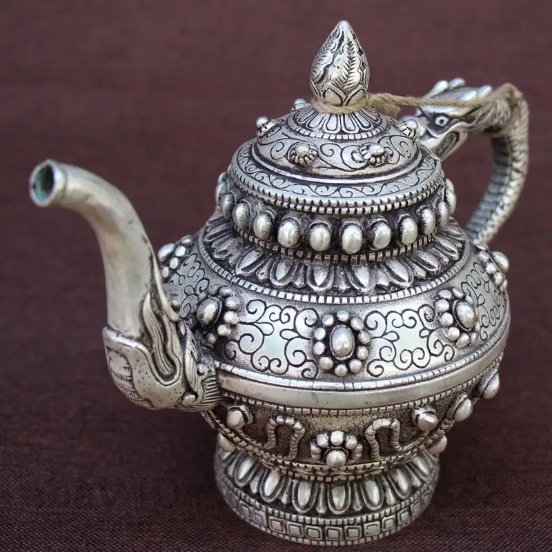 Китайский династия, Серебряная Картина, ручка дракона, зверь, винный чайник, Флагон
Китайский династия, Серебряная Картина, ручка дракона, зверь, винный чайник, Флагон