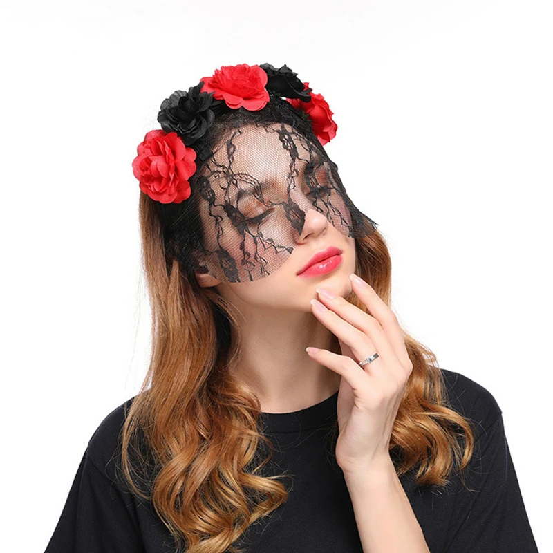 New Arrivals Women Heawear Rose Flower Lace Charm Veil Headdress Halloween Queen Sexy Retro Party Headband Hair Accessories
New Arrivals Women Heawear Rose Flower Lace Charm Veil Headdress Halloween Queen Sexy Retro Party Headband Hair Accessories