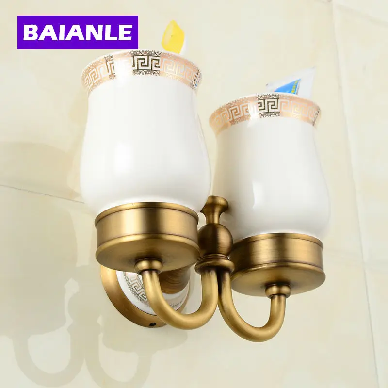 Top Quality Luxury European style Antique Copper Ceramics Toothbrush Tumbler&Cup Holder with 2cups Wall Mounted Bath Product
Top Quality Luxury European style Antique Copper Ceramics Toothbrush Tumbler&Cup Holder with 2cups Wall Mounted Bath Product