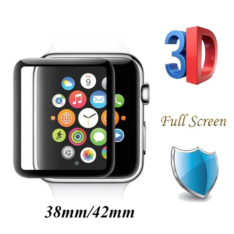 3D изогнутое закаленное стекло 9H для Apple iWatch Защитная пленка экрана с полным