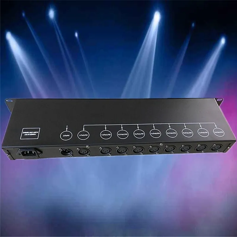 Best quality Stage Light DMX Signal Amplifier Stage Light Controller DMX512 Splitter 8 way DMX Distributor for stage Equipment
Best quality Stage Light DMX Signal Amplifier Stage Light Controller DMX512 Splitter 8 way DMX Distributor for stage Equipment