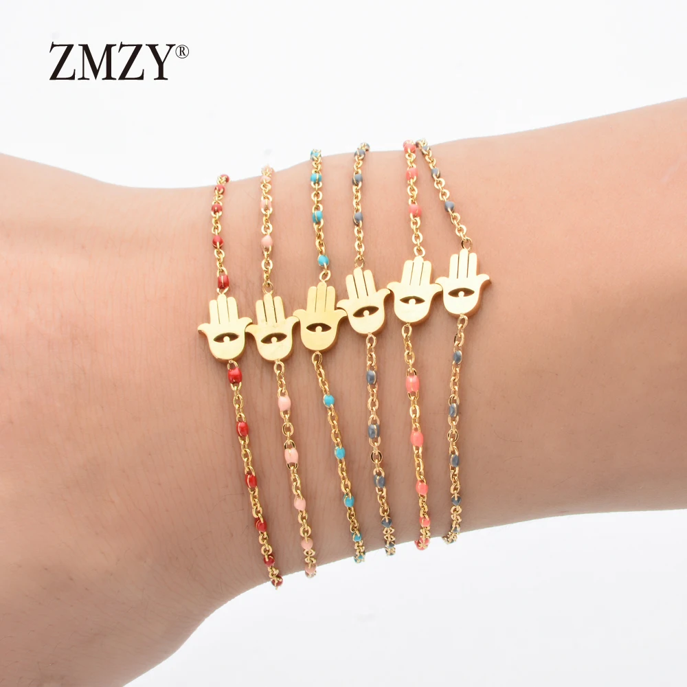 ZMZY Thin Chain Stainless Steel Bracelet Women Gold Color Evil Eye Hamsa Hand Turkish Jewelry Bangle Boho Wedding Bracelet
ZMZY Thin Chain Stainless Steel Bracelet Women Gold Color Evil Eye Hamsa Hand Turkish Jewelry Bangle Boho Wedding Bracelet