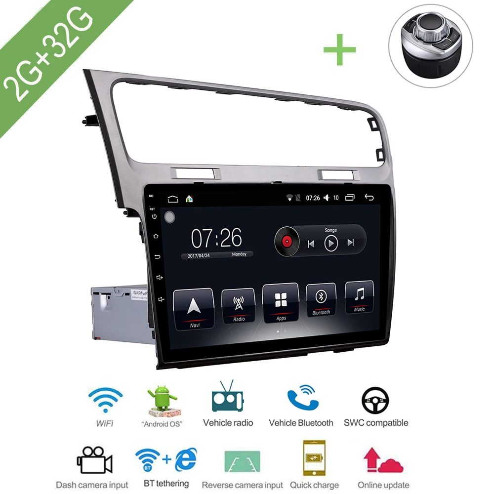 Автомобильный мультимедийный плеер 1 Din Android 7 автомобильный DVD для VW/Volkswagen Golf 2013 2015