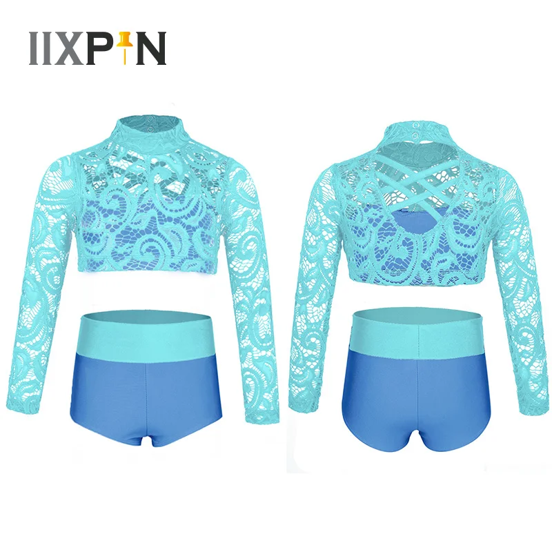 IIXPIN Kids Girls Long Sleeves Mock Neck Criss Cross Crop Top with Briefs Outfit Set Dancewear for Dancing Stage Performance
IIXPIN Kids Girls Long Sleeves Mock Neck Criss Cross Crop Top with Briefs Outfit Set Dancewear for Dancing Stage Performance