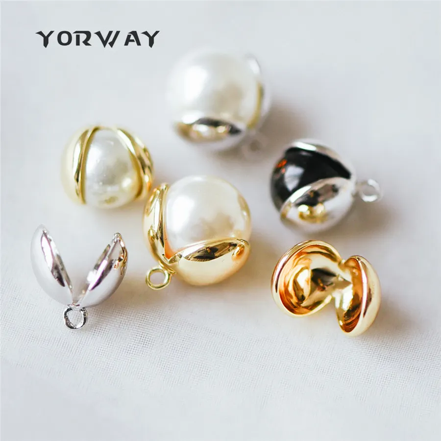 

10pcs Gold/ Silver Floral Bead Cap Charms 13mm, Gold/ Rhodium Plated Brass, Lead Nickel Free (GB-225)