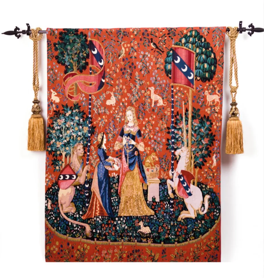 139*105cm medieval wall hanging unicorn series smell for home decorative textile Belgium rectangle Lady series tapestry
139*105cm medieval wall hanging unicorn series smell for home decorative textile Belgium rectangle Lady series tapestry