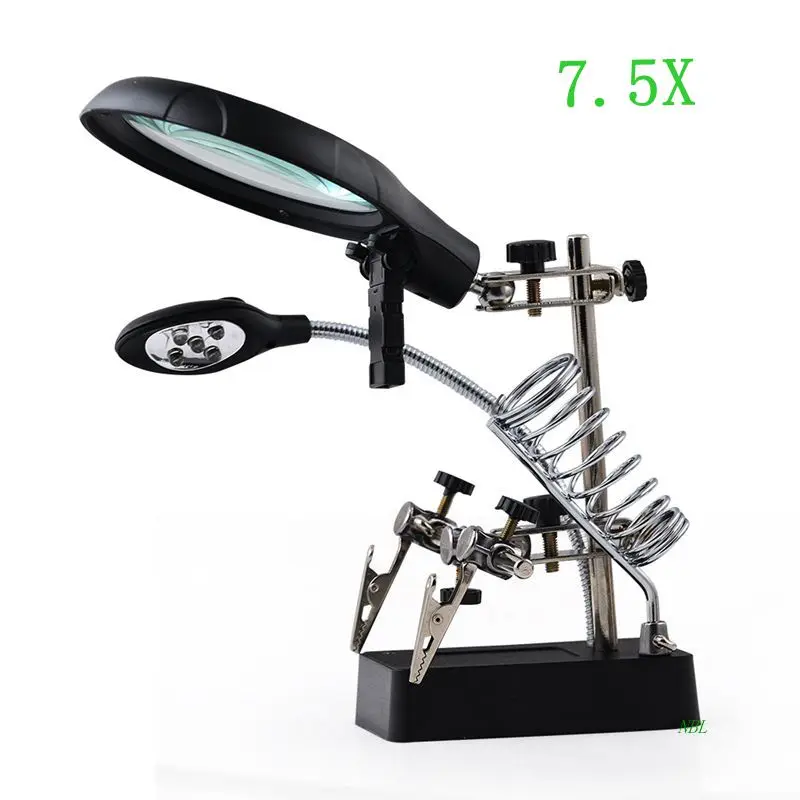 Welding magnifying 2.5X 7.5X 10X LED Light Magnifier Helping Hand Stand Clip Magnifier Loop Tool Clamp Magnifying Repair Loupe
Welding magnifying 2.5X 7.5X 10X LED Light Magnifier Helping Hand Stand Clip Magnifier Loop Tool Clamp Magnifying Repair Loupe