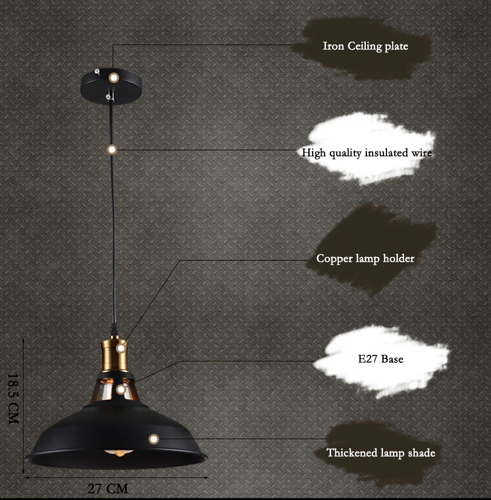 Vintage LED Pendant lamp with e27 Edison bulb,Industrial Retro Pendant lights for Kitchen,Dining room Home Black,white 110/220V
Vintage LED Pendant lamp with e27 Edison bulb,Industrial Retro Pendant lights for Kitchen,Dining room Home Black,white 110/220V