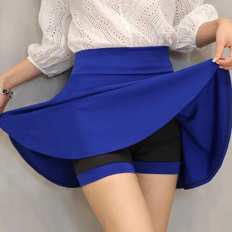 Ynncnik яркие цвета высокая талия шорты юбки для женщин однотонные плиссированные