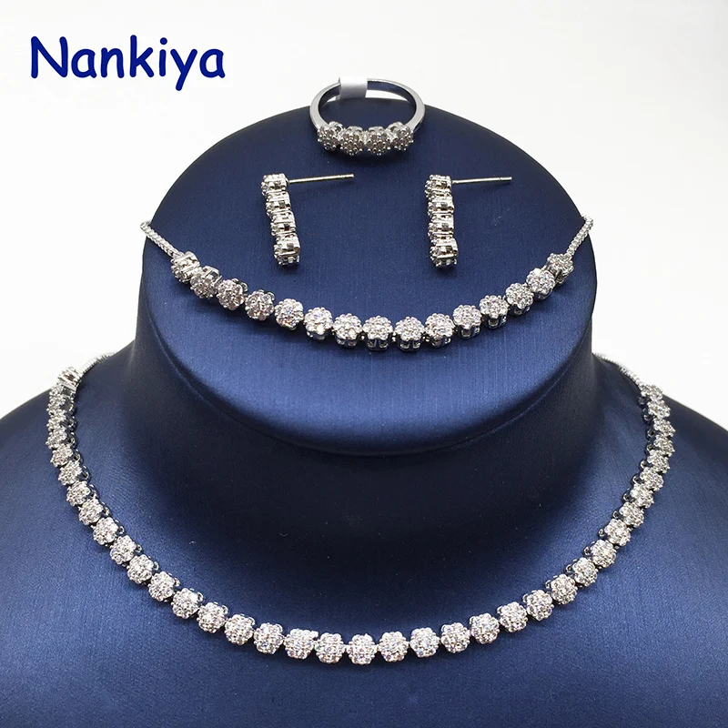 Nankiya Classic Micro Paved Cubic Zirconia Adjustable Choker Jewelry Set Necklace Bracelet Earring Set For Women Sliver G NC451
Nankiya Classic Micro Paved Cubic Zirconia Adjustable Choker Jewelry Set Necklace Bracelet Earring Set For Women Sliver G NC451