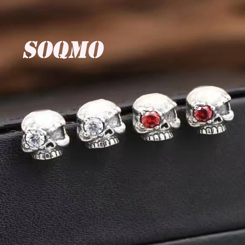 SOQMO New Stud Earring 100% 925 Sterling Silver Earrings Vintage Jewelry Thai for Women Men Personality Skull SQM167 | Украшения и